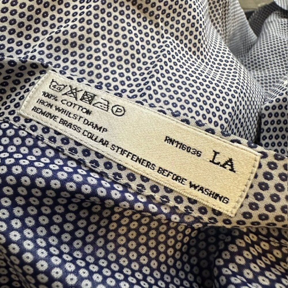 Charles Tyrwhitt‎ LS Navy and White Pattern Design Dress Shirt Size 18/37 Slim - Picture 5 of 6